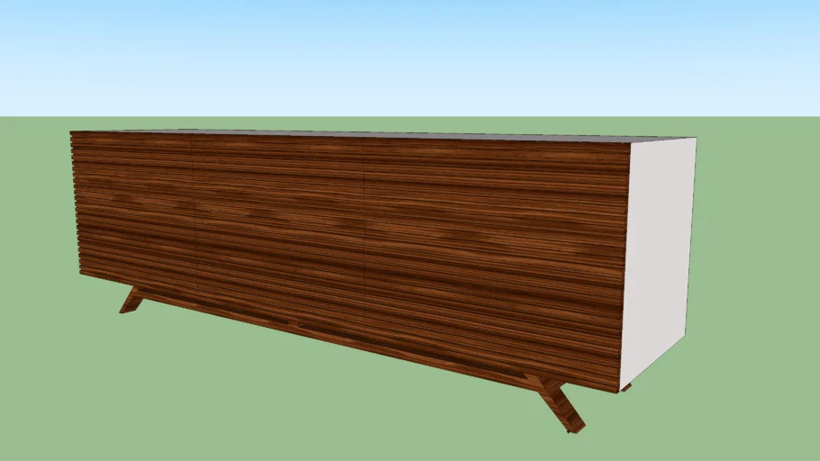 Mid Century Modern Credenza White/Walnut