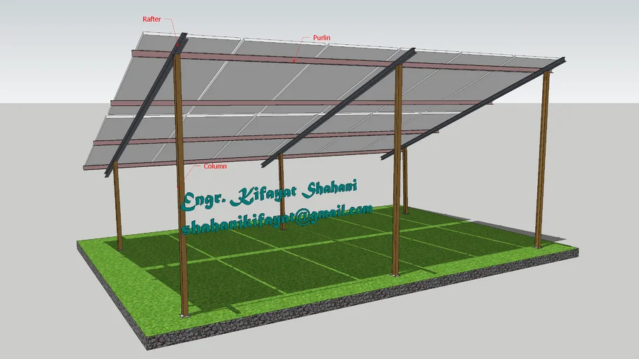 Elevated solar panels and frame structure