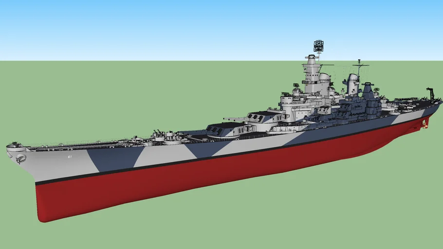 USS BB 61 Iowa class battleship 1944 アイオワ級戦艦 - Model - 3D