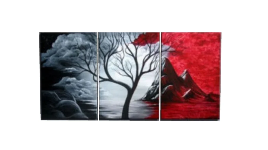 Modern wall art red black white oil painting 