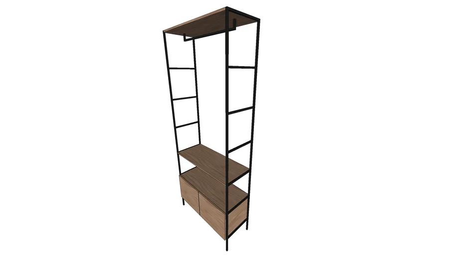 Estante Guarda-Roupa para Closet com 2 Gavetas e Cabideiro Industrial Artesano