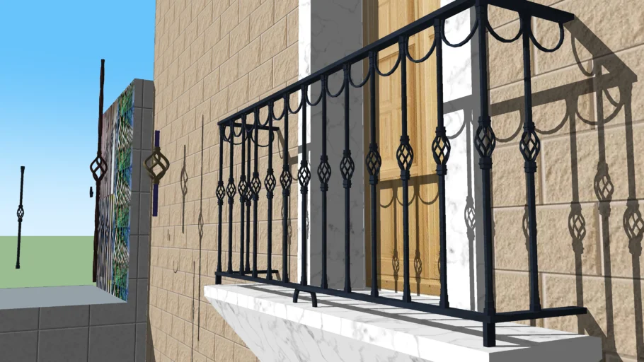 Balcony with wrought iron railing