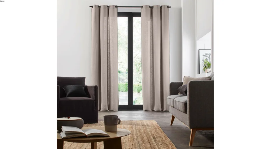 Rideau à oeillets noirs NINO Madura Ficelle et feston noir / 209€ TTC
