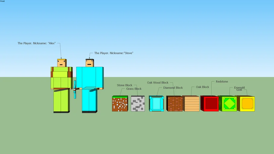 Mincraft Blocks With Steve And Alex