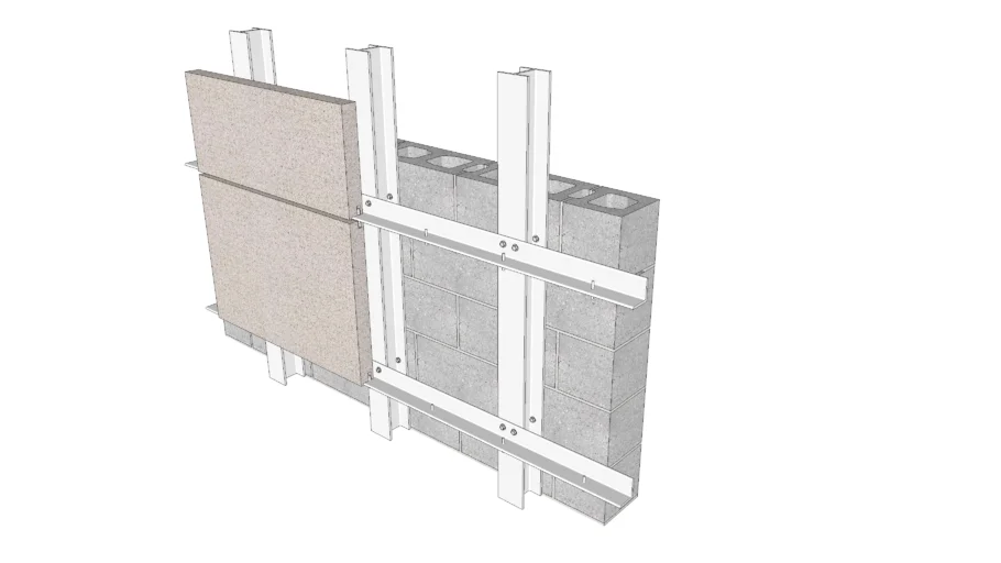 04.030.0211 Stone Anchorage Detail - CMU Backing | Steel Struts & Angles