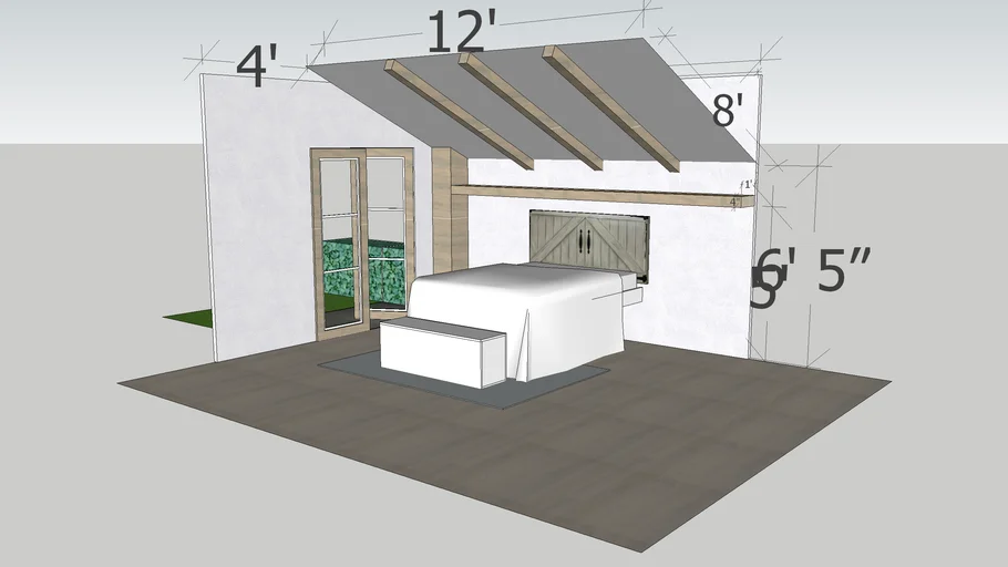sloped ceiling bedroom with beams