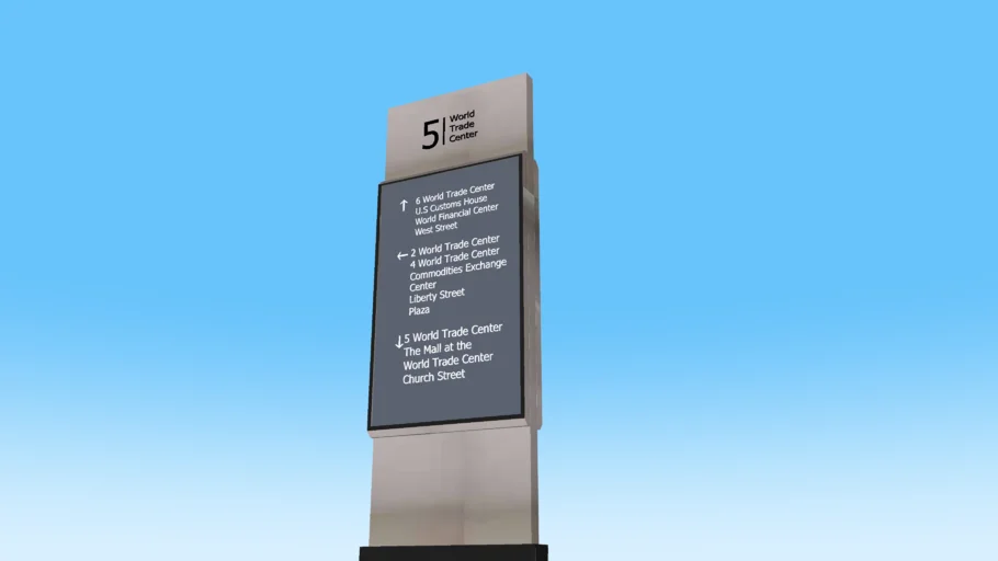 WTC 5 Plaza Level Interior Directory Sign