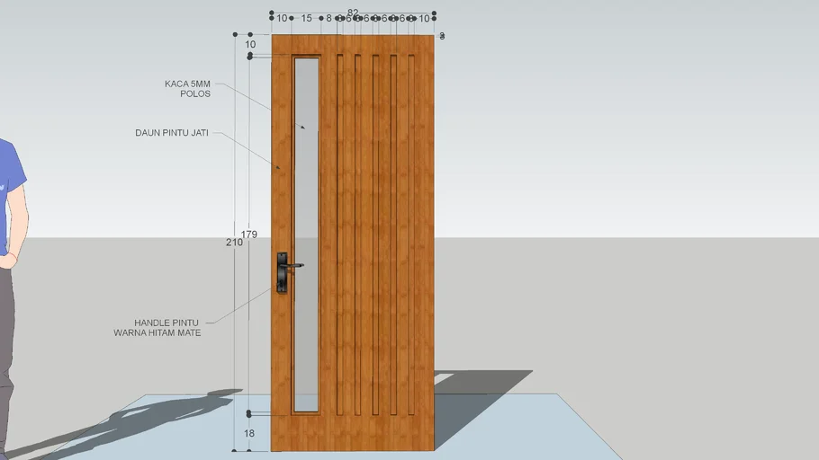 DOOR SERIES 2 - TEAK WOOD DOOR 82x210 ( PINTU JATI PANEL )