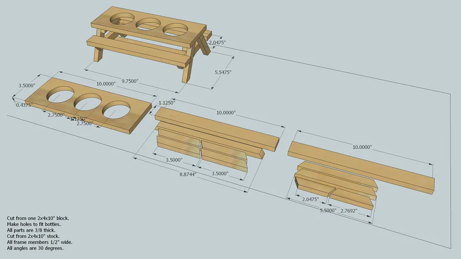 2x4x10in Picnic Table Condiment Holder