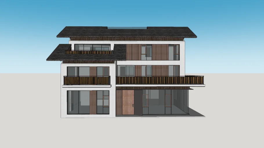 中式民居住宅模型www.caotu66.com