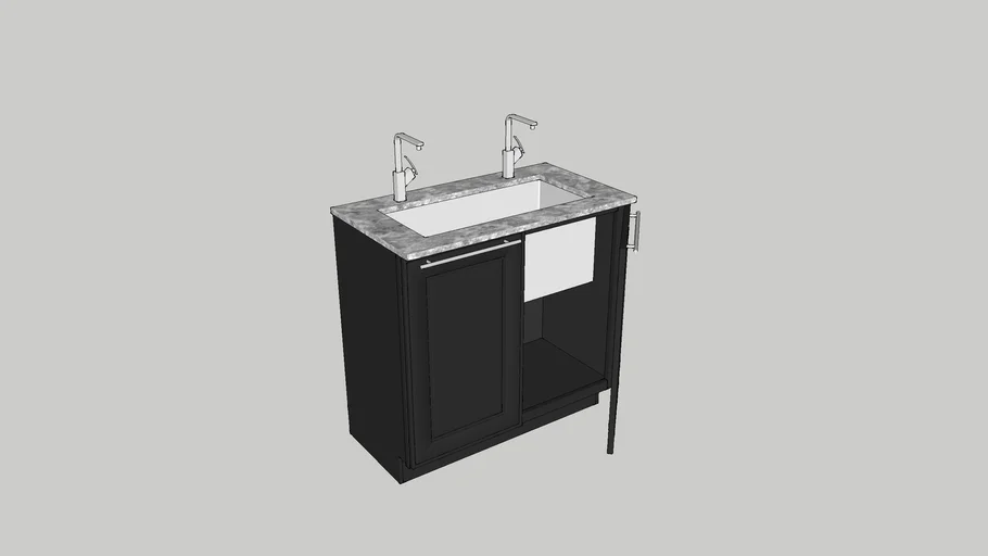 Wastafel - Marble Top Kitchen Vanity Type 4 Sink Set - d90 50x100