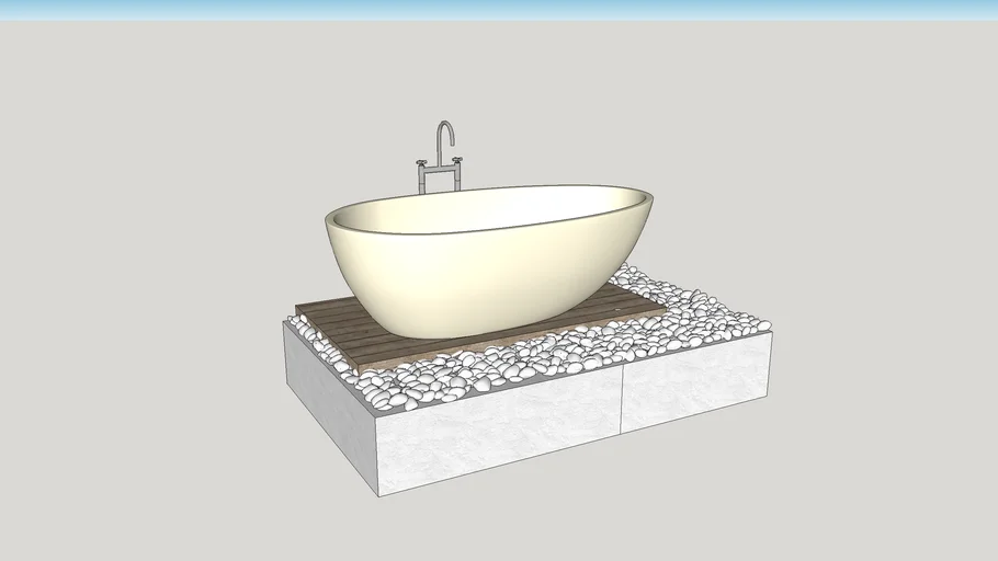 set bathtub with coral stone