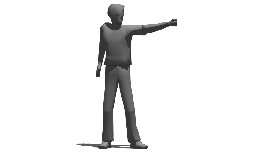 3d man with arm raised