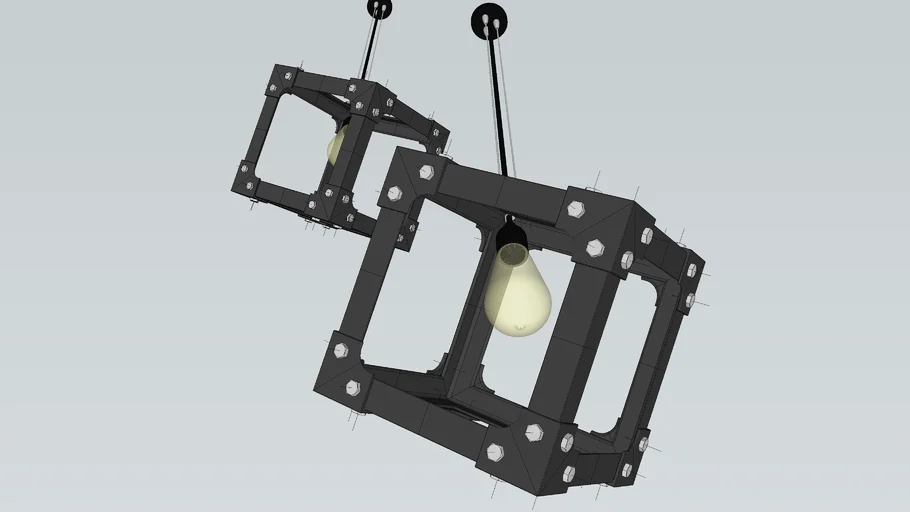 PENDANT LAMP ON STEEL CUBE FRAME (RETRO SERIES)