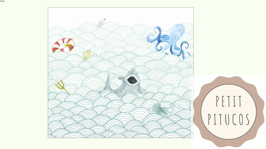 Papel de Parede - Ondas do Mar com Animais