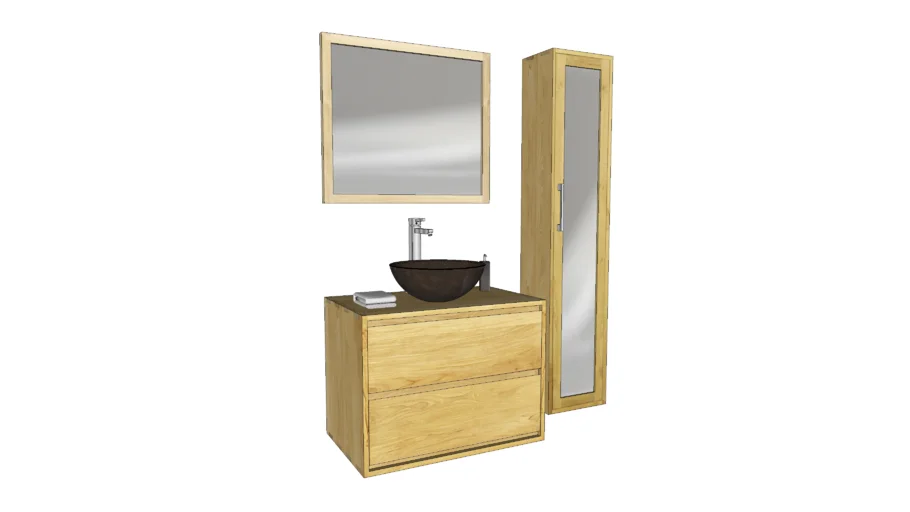 Meuble sous-vasque en teck BEL080 (L:80cm) - collection BELON