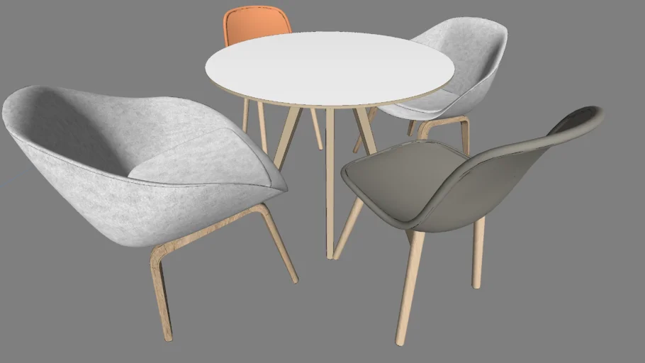 Round Meeting Table with 4 chairs