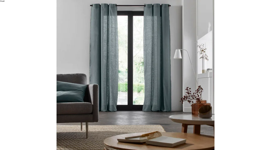 Rideau à oeillets noirs CARLINA Madura Vert et bourdon noir / 119€ - 159€ TTC