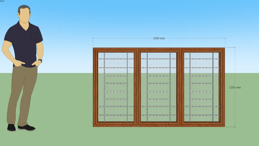 Window with mosquito mesh and grill