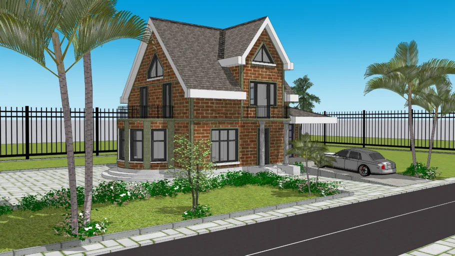 Gable-Roofed Small Family House