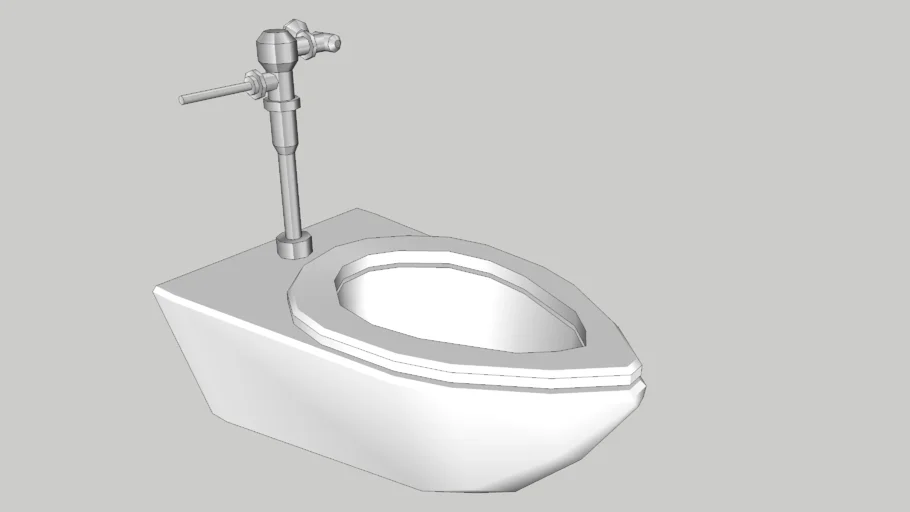 Wall-Hung Toilet with Flush Valve (Low Polygon)