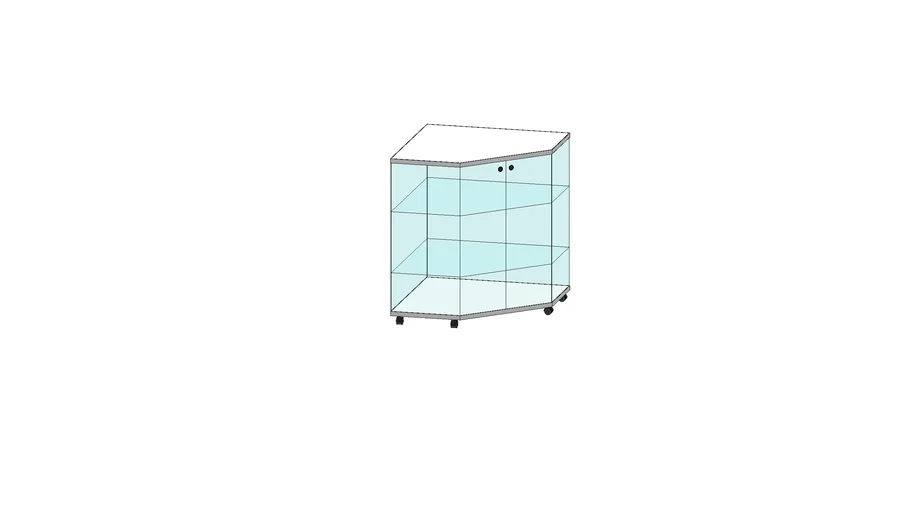 Comptoir vitrine d'angle en verre trempé