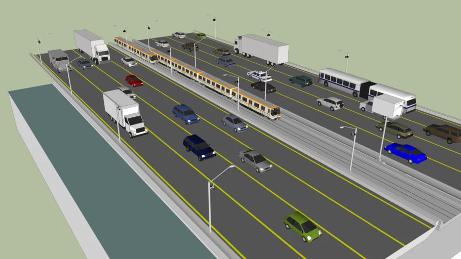Raised freeway/ Highway section
