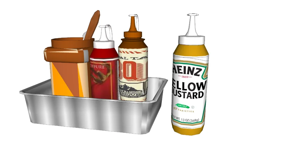 Sauce Bottles Tomato Mustard BBQ