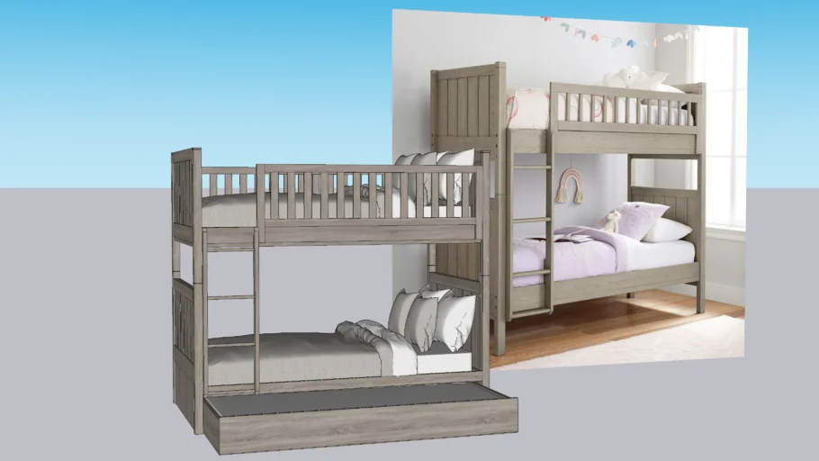 Pottery Barn Kids - Camp Twin-Over-Twin Bunk Bed - Vray Ready