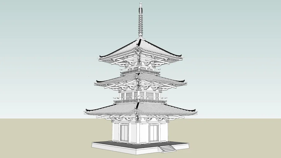 法起寺 三重塔 | 3D Warehouse