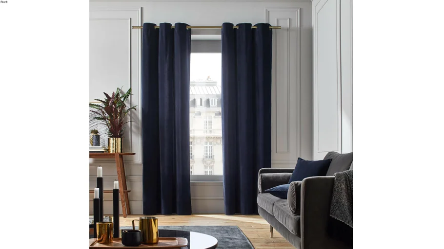 Gold eyelet curtain DARIO by Madura Navy blue / 249€ - 299€ TTC