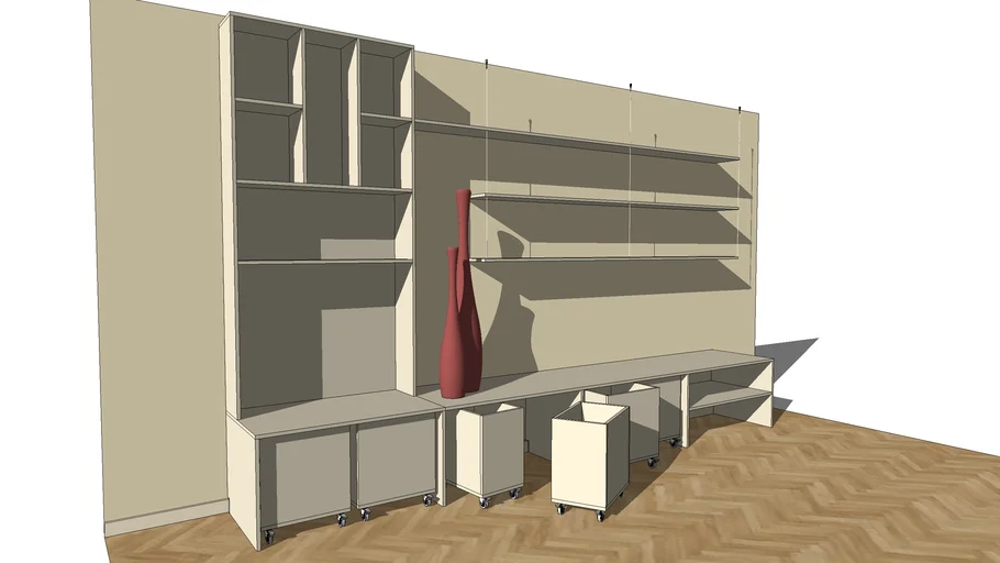 WALL UNIT + ROLL CONTAINERS