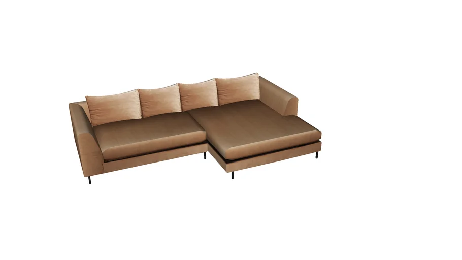 83568 Corner Sofa Black Gianna Velvet Champagne Right