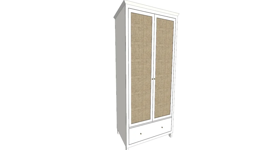 Armoire  Frances Rattan Double Closet with 1 Drawer, White
