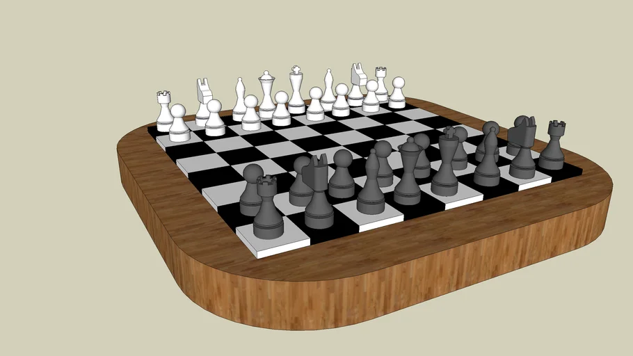 full complete chess board  varnished parquet with set