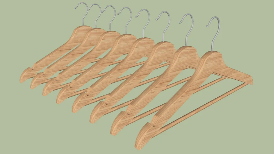 BUMERANG clothes hangers 43x1.4x20 cm in wood, set of 8