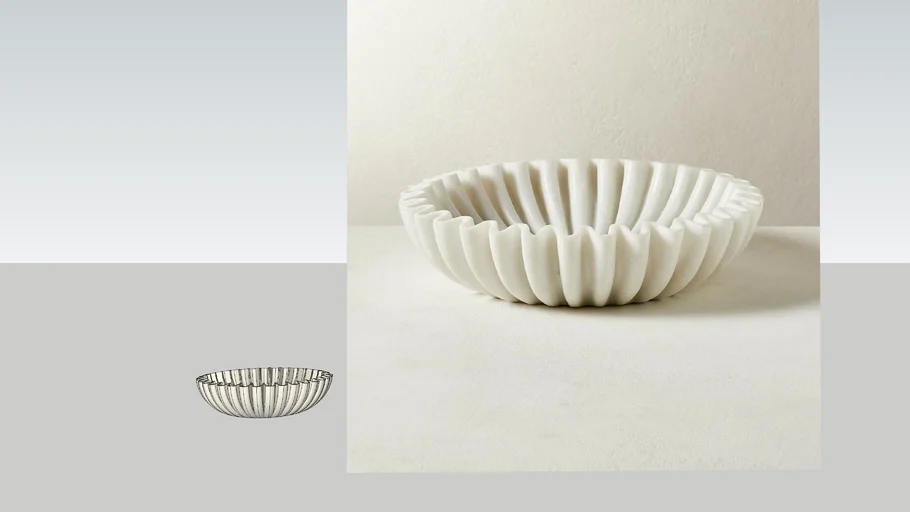 CB2 - REVE ROUND FLUTED WHITE MARBLE BOWL