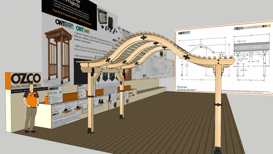 Arched Pergola with Triple Seam Curved Rafters: OZCO Project #751