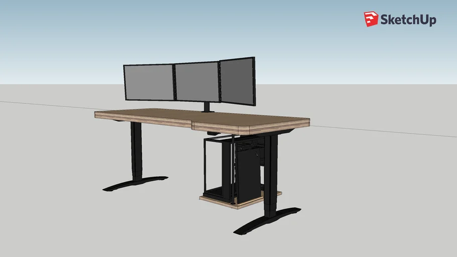 Sit/Stand Desk with Desktop Computer Shelf