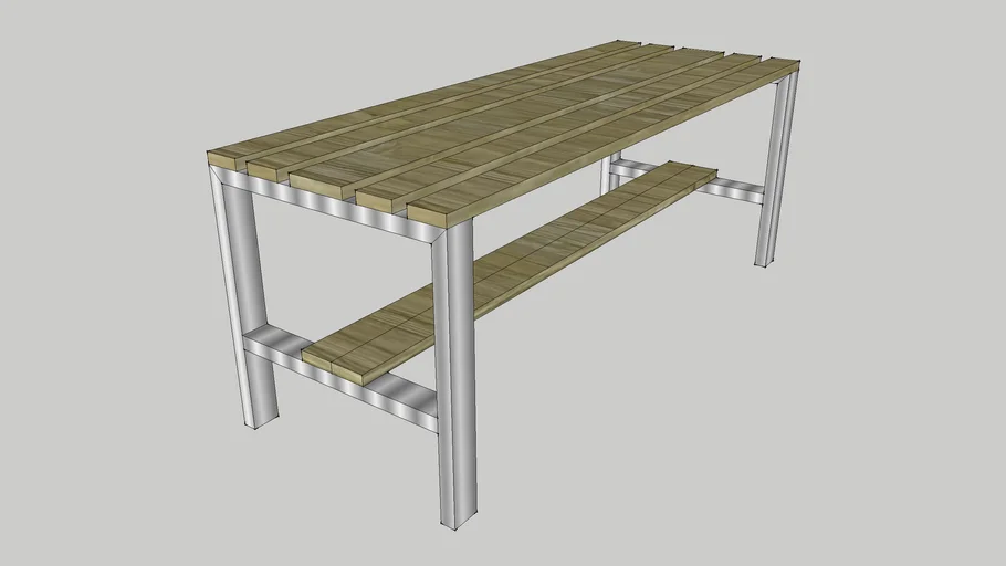 banco de madera y metal