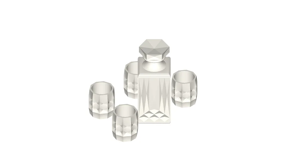 Garrafa e Copos de Cristal (Whisky)