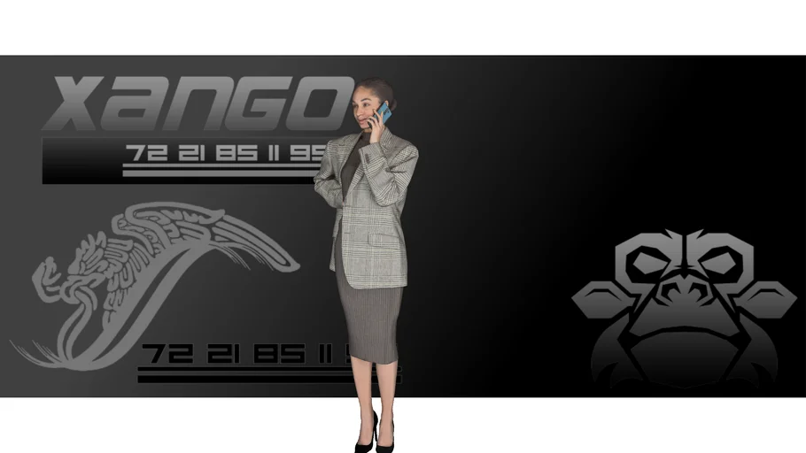 Persona mujer oficina con saco y celular - xango3d