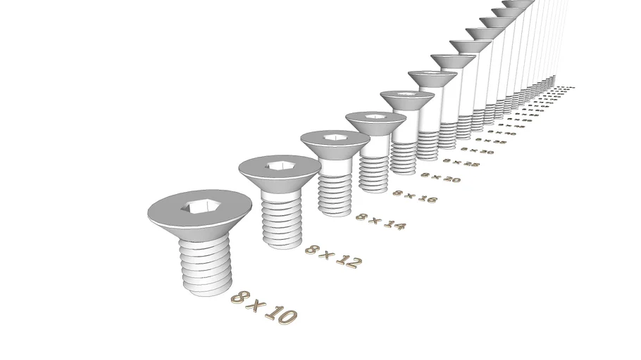 Countersunk Allen-Head Bolt Partially Threaded 8 x 10-100