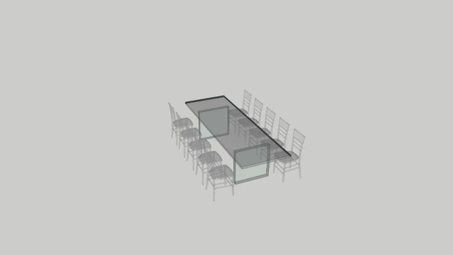 Mesa de vidro 3 metros com cadeiras