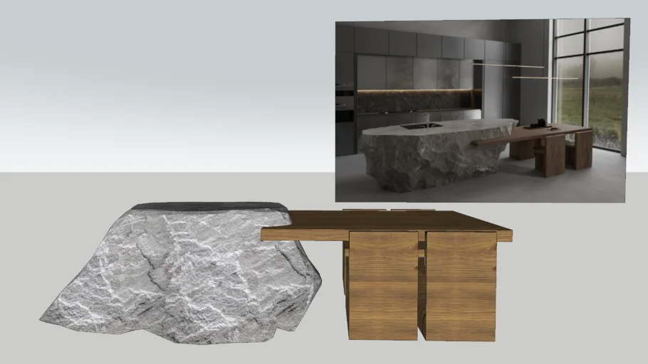 WOOD+STONE+TABLE+DINING