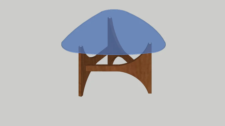 TRIANGLE GLASS TOP COFFEE SIDE TABLE OR CENTER TABLE