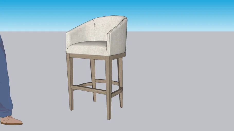 RH - MORGAN BARRELBACK SLOPE ARM FABRIC BAR & COUNTER STOOL