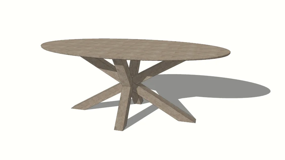 Ovale tafel met spinpoot, 200 x 100 cm