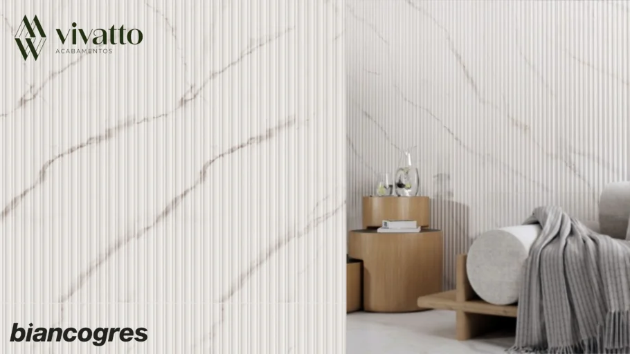 Revestimento Aris Calacata Altíssimo 45x90cm - Biancogres Porcelanato