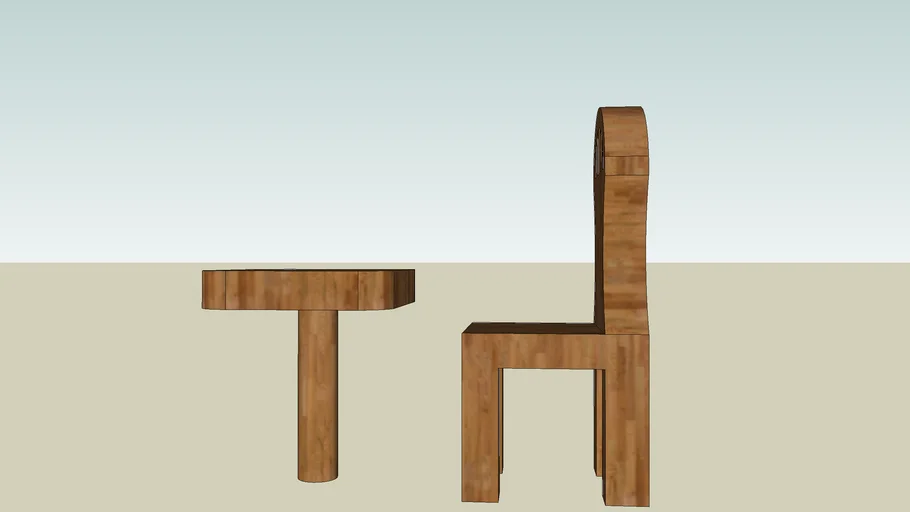 silla madera con mesa!
